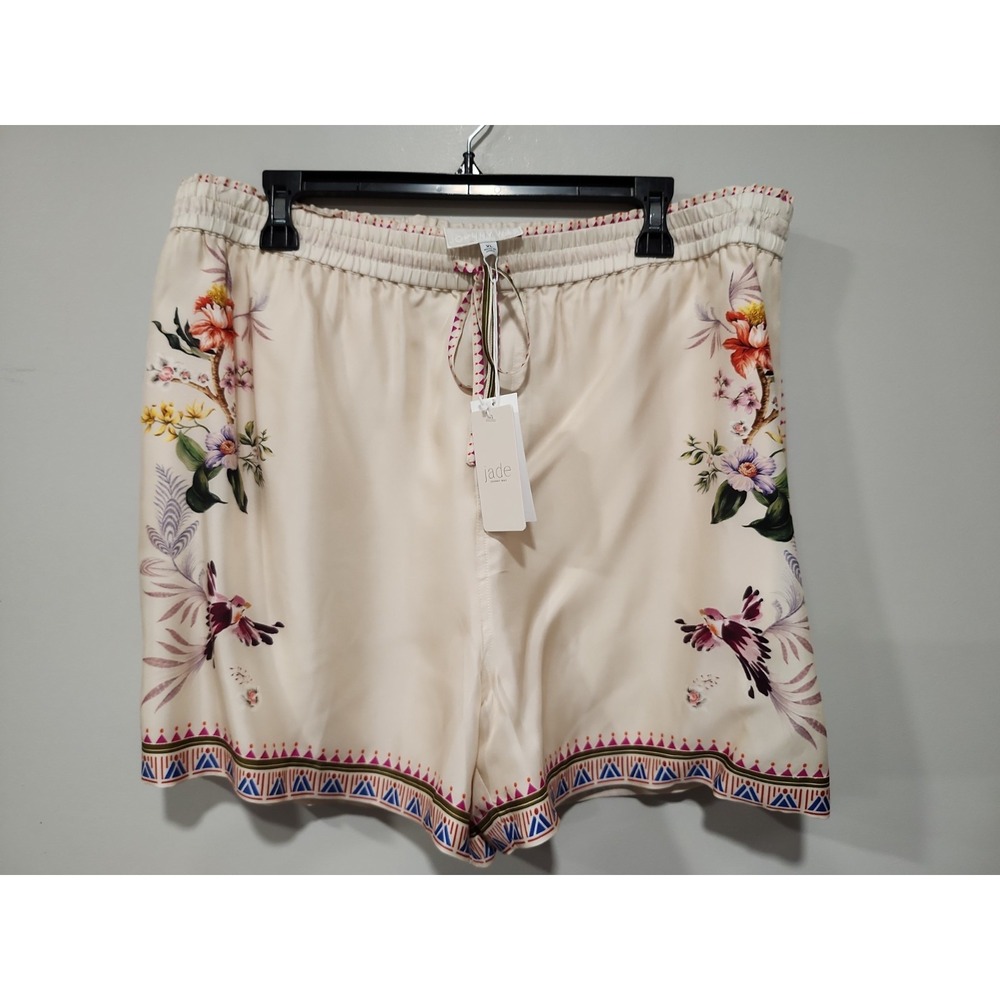 Johnny Was Jade NWT Mayvis Pull On Short Willah Women XL IVORY Floral Silk Blend